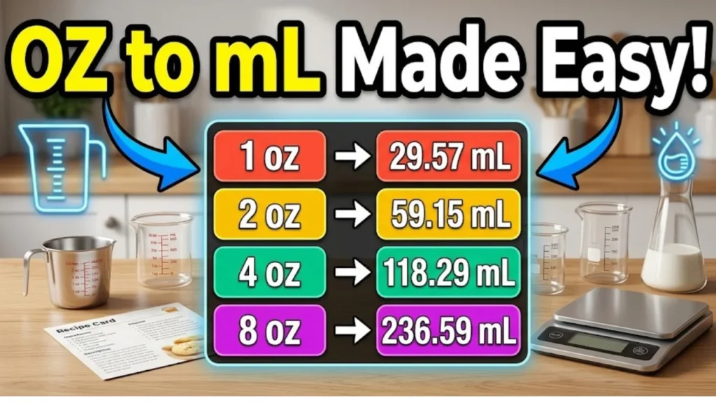Oz to mL Conversion Chart for Common Amounts