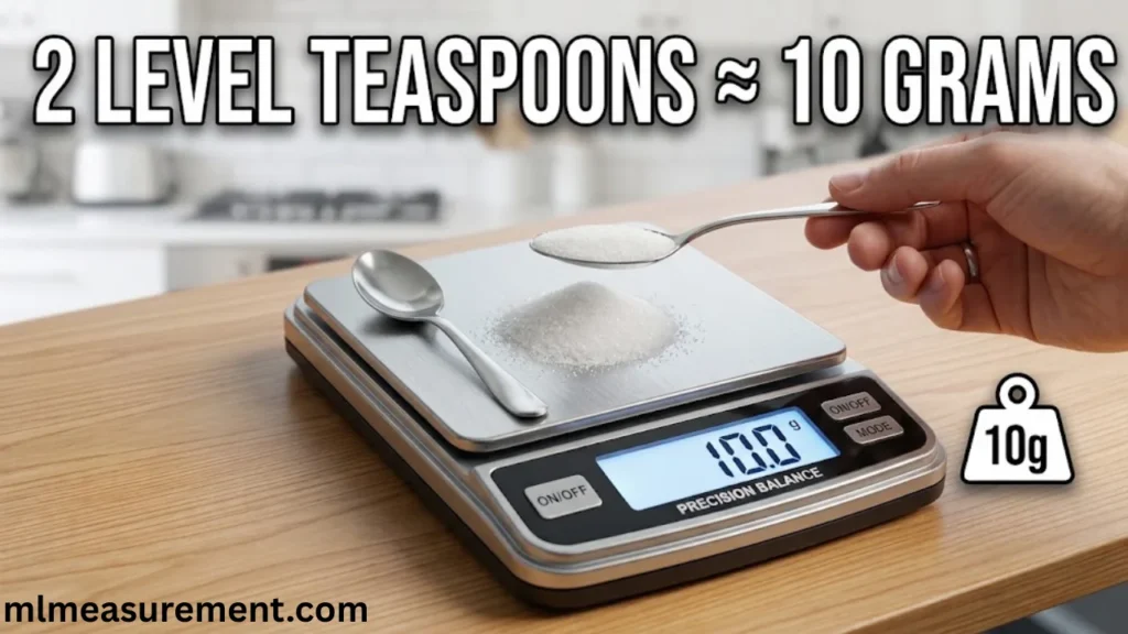 10 grams Two Level Teaspoons of Sugar