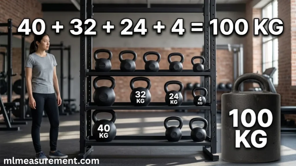 100 kg Rack of Kettlebells Totaling