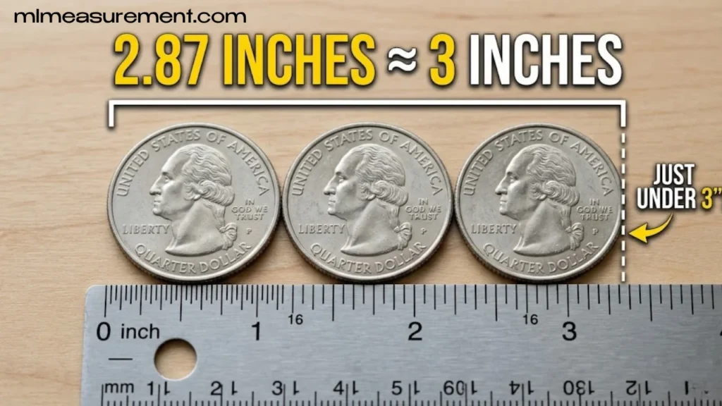 3 Inches Three U.S. Quarters