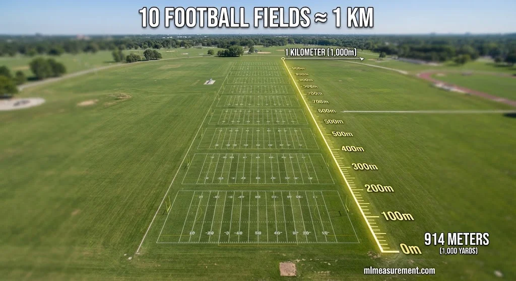 10 Football Fields Lined Up