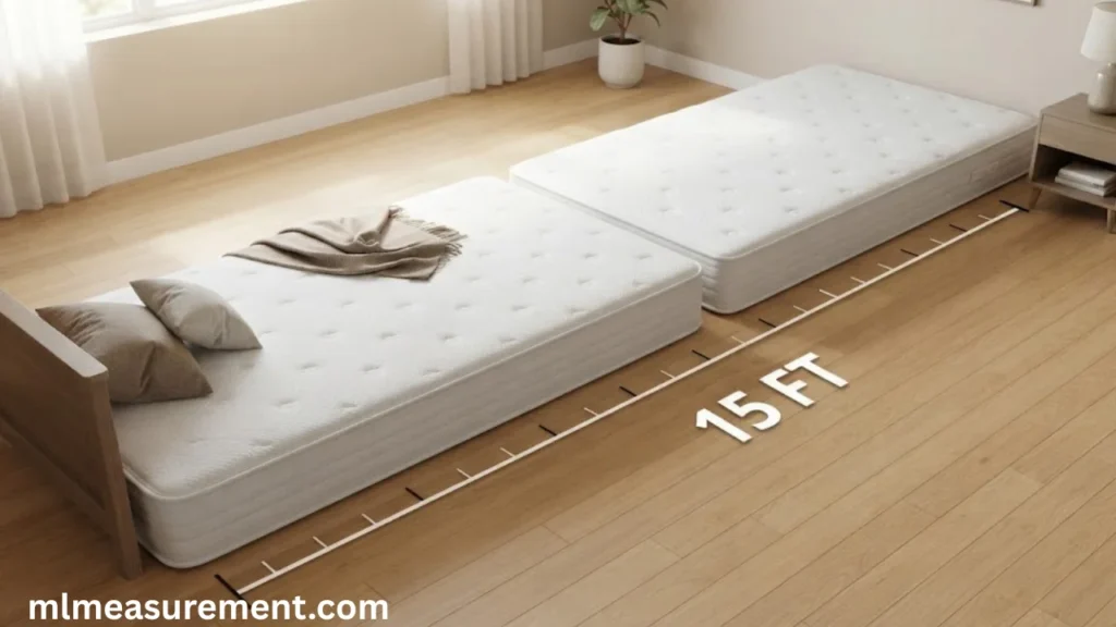 15 feet Two Full-Size Mattresses End to End