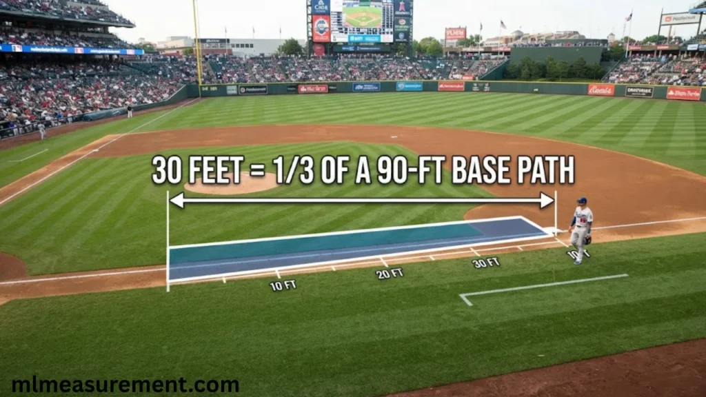 30 feet One-Third of an MLB Base Path