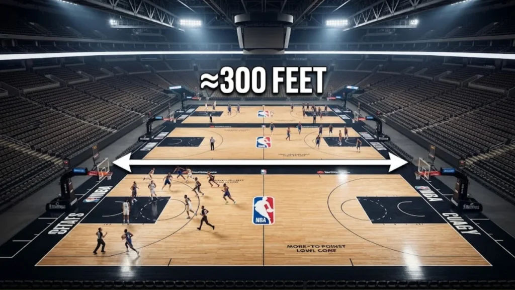 300 feet Three NBA Basketball Courts