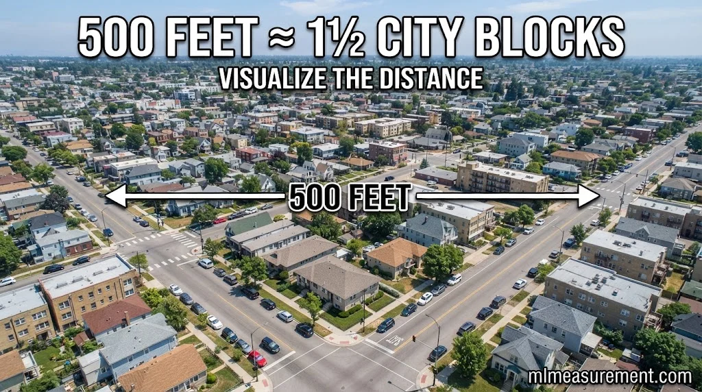 About a Block and a Half in Most US Cities