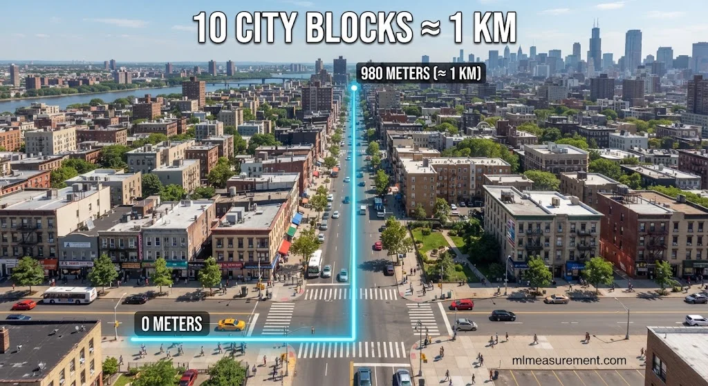 Ten City Blocks in a Row