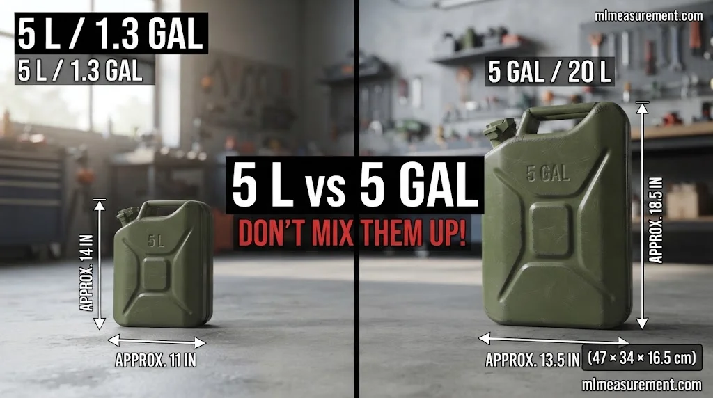 5-Liter vs 5-Gallon Jerry Can Dimensions