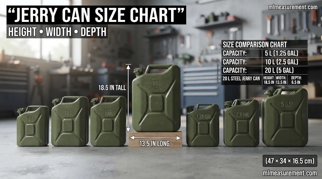 Jerry Can Dimensions Chart: Height, Width & Depth