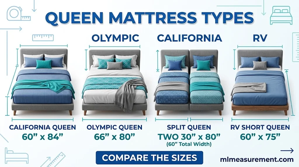 Queen Size Variations: Olympic, California, Split & RV Queen