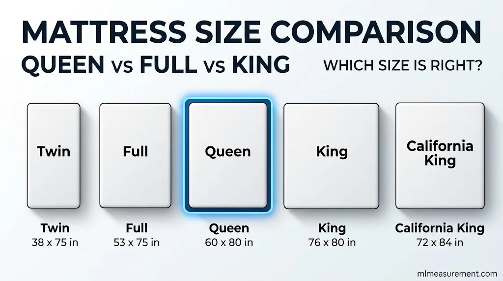 Queen vs. Full, Twin, King & Other Mattress Sizes
