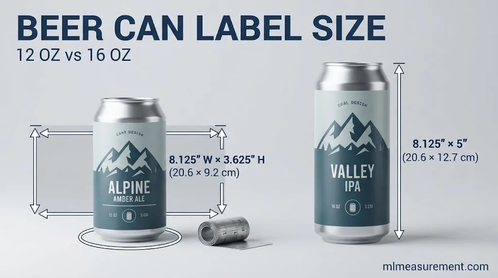 Standard Beer Can Label Dimensions for 12 oz and 16 oz Cans
