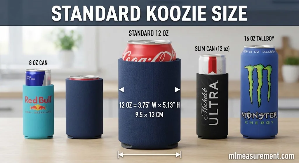 Standard Can Koozie Dimensions in Inches and Centimeters