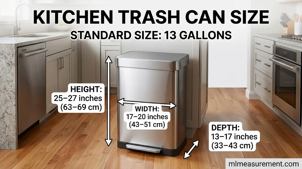 Standard Kitchen Trash Can Size in Inches and CM