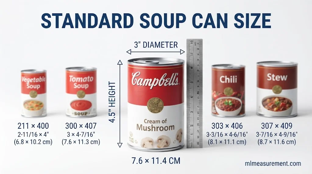 Standard Soup Can Dimensions in Inches and Centimeters
