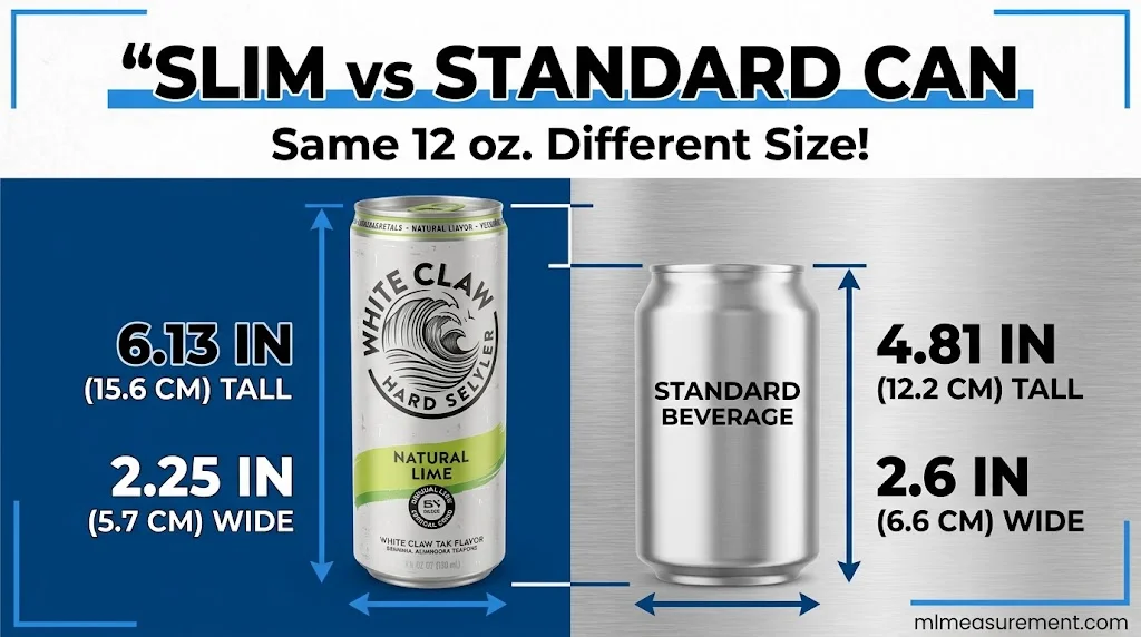 White Claw Slim Can vs Standard Can Dimensions